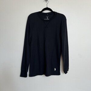 US Polo Assn Men's Sleepwear Thermal Shirt 387F23 Black S